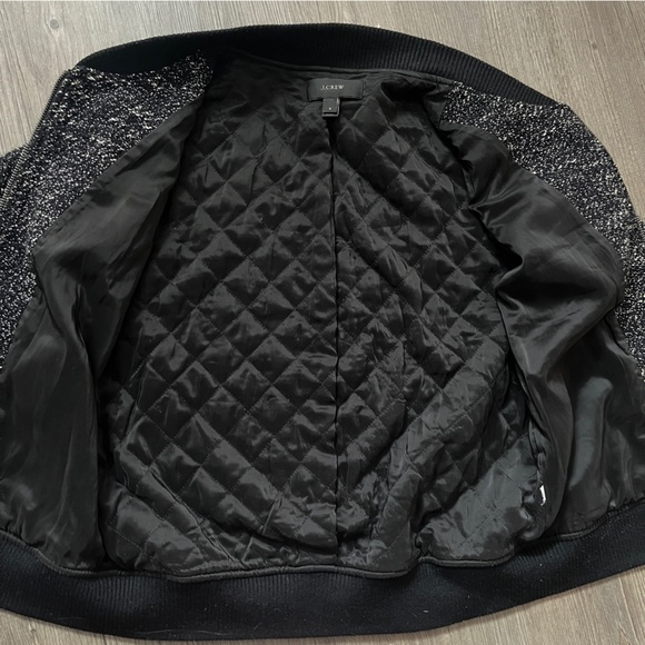 J. Crew black and white bouclé tweed bomber jacket - Picture 5 of 5